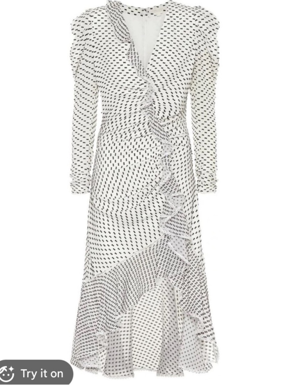 Jonathan Simkhai White Black Polka Dot Silk Ruffle Wrap Maxi Dress Size 6 Glam